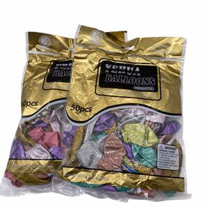 Yehua Balloons Metal Chrome 50 Pcs 2 Packs Natural Rubber Latex Durable Party